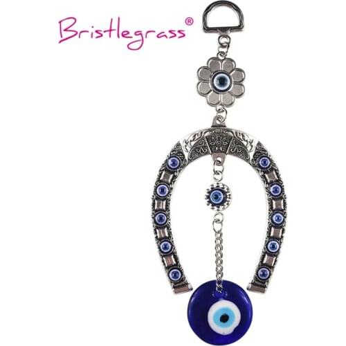 BRISTLEGRASS Turkish Blue Evil Eye Horseshoe Amulets Lucky Charm Flower Wall Hanging Pendants Pendulum Blessing Protection Decor