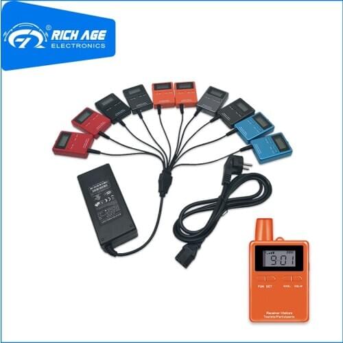 RichiTek tour guide transmitter and receiver Potable 2 Transmitters+15 Receivers For Museum With Condenser Microphone