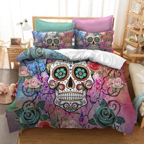 Bed Linens Ropa De Cama Halloween Bedding Set All Saints' Day Skull Duvet Cover Sets 3D Sugar Skull Nightmare Before Christmas 1