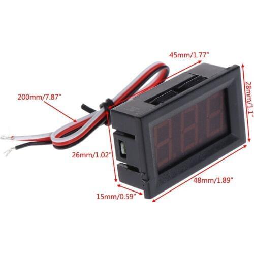 DC 0-100V 3-Wire Voltmeter LED 0.56in Digital Voltage Meter Panel Monitor Tester DC4.5-30V easy connection; anti-impact shell