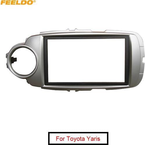 FEELDO 2DIN Car Radio Fascia Panel Frame Adapter for Toyota Yaris (XP130) Stereo Dash Plate Frame Trim Installation Kit #AM4870