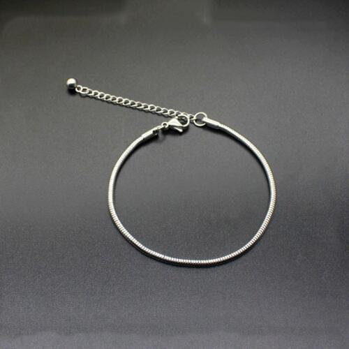 Adjustable 316L Stainless Steel European Style Snake Chains Lobster Claw Clasp DIY Bracelets With Extended Chains 18+5cm