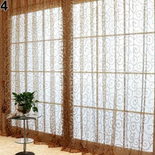 Romantic Floral Vine Voile Tulle Door Window Curtain Panel Drape Sheer Valances For Living Room Home Decoration Accessories