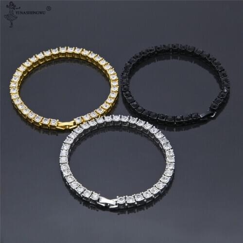 Luxury 5mm Cubic Zirconia Tennis Bracelets Iced Out Chain Crystal Wedding Bracelet For Women Men Golden Silver Color Bracelet