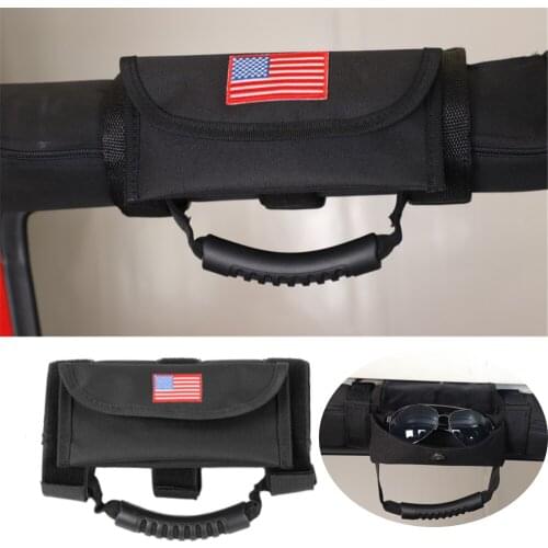 Roll Bar Grab Handles with Storage Bag Sunglasses Organizer for Jeep Wrangler TJ JK JL Gladiator JT Car Accessories