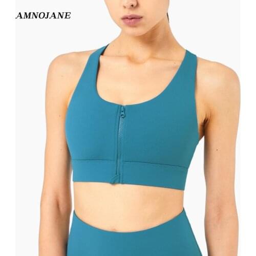 Front Zip Sports Bra High Impact Zipper Yoga Bra Push Up Training Underwear Sport Top Fitness Women Gym Tops Jogging Activewear