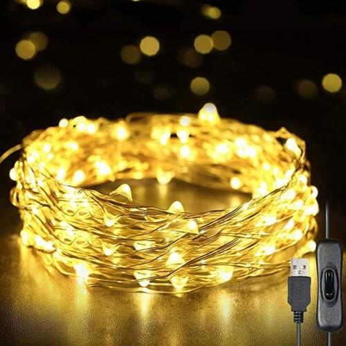 12m USB Lighting Strings 120 LED Lights IP65 Waterproof Wire Christmas Tree Decor For Party Decoration Wedding DIY Craft Decor