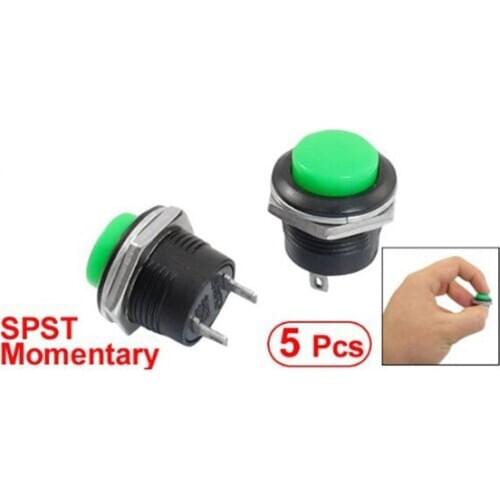Top quality 5 x Momentary SPST NO Green Round Cap Push Button Switch AC 250V/3A