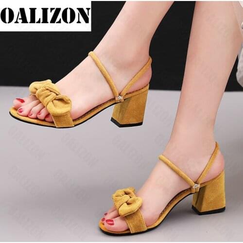 2 Style Summer Women Sandals Sexy Bowknot Square Heel Ladies High Heels Soft Beach Shoes Slippers Outdoor Fashion Dress Pumps