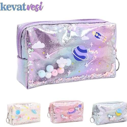 Creative Large Capacity Pencil Case Makeup Bag Waterproof Pencil Case School Cool Laser Pencil Box School Supplies Stationery