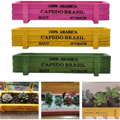 1 Set Rectangular Wood Planter Box Rustic Garden Yard Micro Landscape Flower Succulent Container Plant Pot for Garden Decor