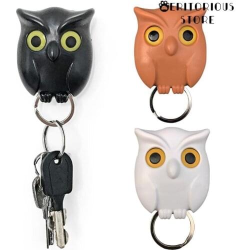 1 PCS Owl Night Wall Magnetic Key Holder Magnets Hold Keychain Key Hanger Hook Hanging Key Will Open Eyes
