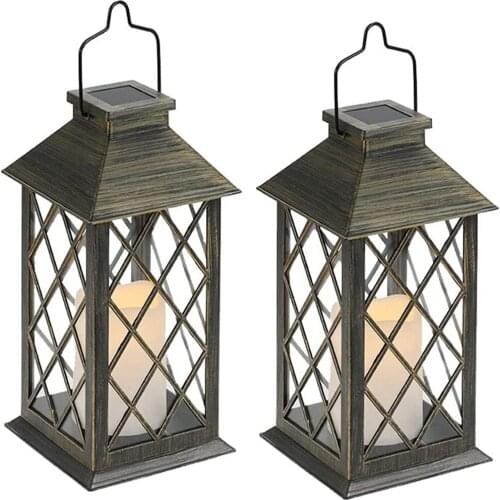 2pcs LED solar outdoor Garden Hanging Lanterns Flickering Flameless Candle Mission Lights for Table,Outdoor,Party Decorative