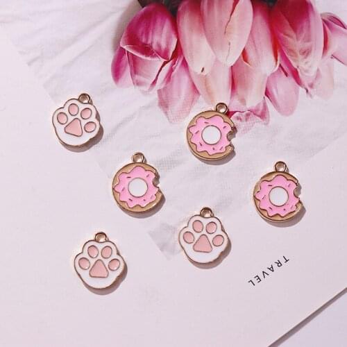 20pcs/Lot Donut Bear Paw 20mm Diy Design for Jewelry Making Earring Bracelet or Necklace Handmade Enamel Charms