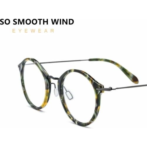 2021 Acetate Glasses Frame Men Women Vintage Round Optical Prescription Eyeglasses Myopia Ultralight Spectacles Eyewear 1852