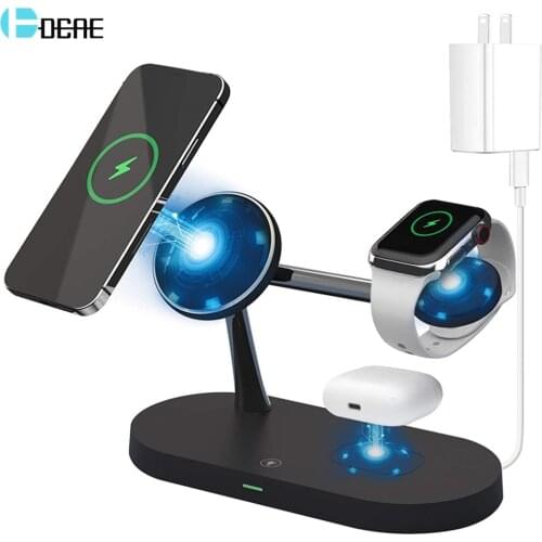 5 in 1 Magnetic Wireless Charger 15W Fast Charging Station for Magsafe iPhone 12 Pro Max Mini Stand For Apple Watch Airpods pro