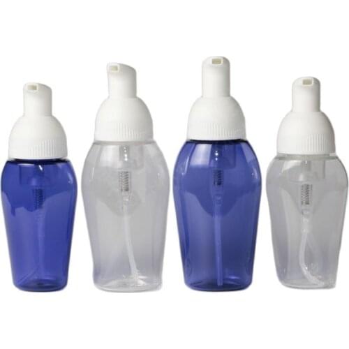 50ML transprent/blue plastic PET bottle with foaming pump for FOAMING/MOUSSE/facial cleanser/ hand washing for skin care packing