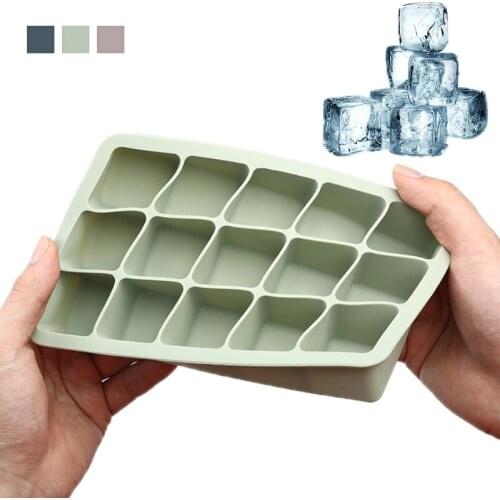 Big Grid Silicones Mould Ice Cubes Trays with Lids for Freezer Icecream Whiskey Cocktail Wine Kitchen Accessories Ice Maker Mold