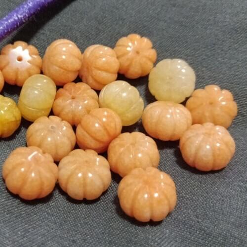 10pieces loose beads yellow topz carved pumpkin 10*14mm for DIY jewelry making FPPJ wholesale beads nature gem stone
