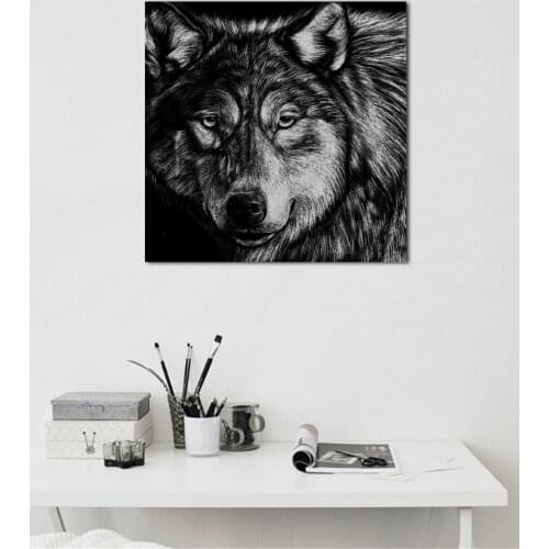 Wolf Figure Look Animals Face MB120 living room home wall modern art decor wood frame fabric posters