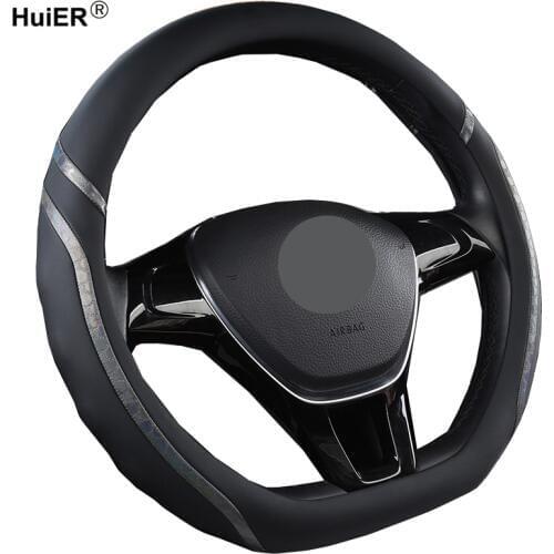 D Shape Car Steering Wheel Cover For Nissan Rogue Sport Hybrid Qashqai For Volkswagen Tiguan VW Passat Jetta For Citroen C3-XR