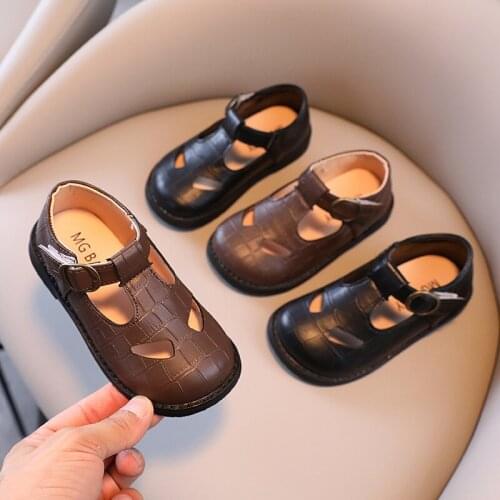 Kids Shoes Girls Fashion Leather Children Girls Princess Shoes Non-slip Hollow Out Retro Style Casual Shoe SMG226