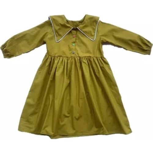 6 Y To 16Y Children Clothing Fall 2020 New Girls Dress Peter Pan Collar Retro Baby Clothes Kids Pure Cotton Dress Toddler,#5631