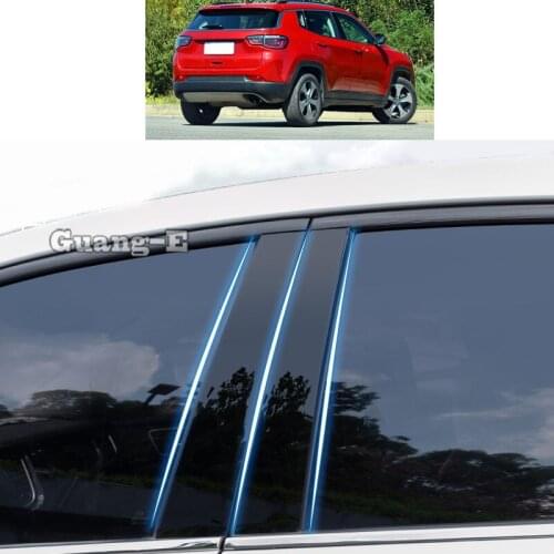 For Jeep Compass 2017 2018 2019 2020 2021 Car PC Material Pillar Post Cover Door Trim Window Piano Black Molding Sticker Plate