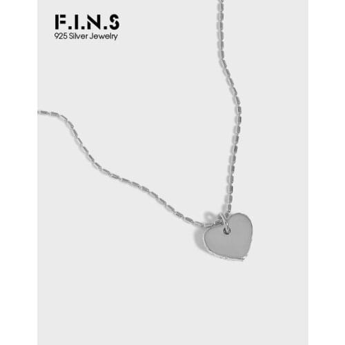 F.I.N.S Glossy Love Heart S925 Sterling Silver Clavicle Chain Necklace Pendant Stackable Cylinder Bead Chain Fine Jewelry