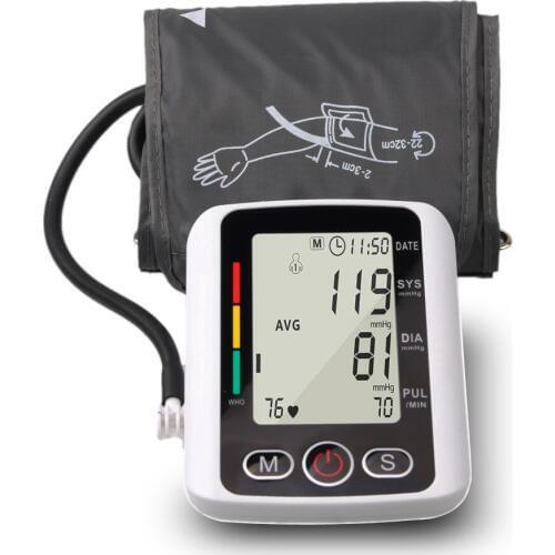 Pulse Heartbeat Measuring Sphygmomanometer BP Cuff Automatic Tonometer LCD Digital Upper Arm Blood Pressure Monitor PR Machine
