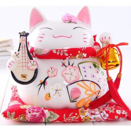 Crafts Arts Home decoration Lucky Cat ornaments large Japanese ceramic piggy piggy bank opened creative gifts big pipa