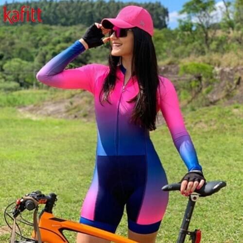 Kafitt long sleeve cycling jersey suit bib pants ropa ciclismo bicycle clothing MTB bicycle long sleeve jersey women ciclismo