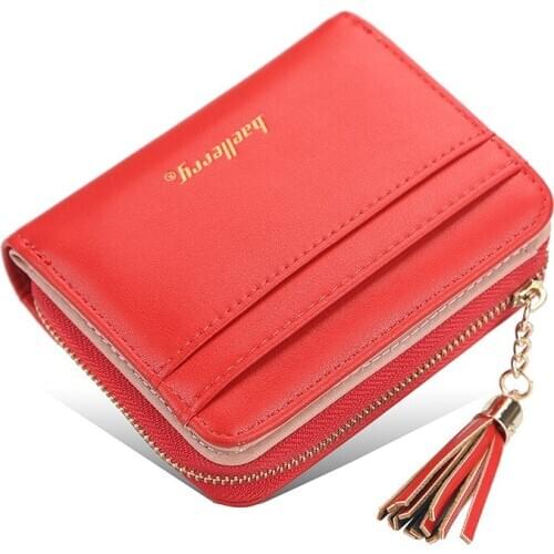 Baellerry Women Short Wallets Korean Version Multi-card Driver License Coin Purse Fashion Tassel Buckle Handbag