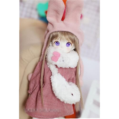 Cute Pink Rabbit Outfit Suit (4pcs) For BJD Doll 1/6 YOSD 1/4 Doll Clothes CW16