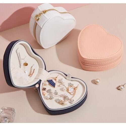 High Capacity Leather Heart Jewelry Box Travel Jewelry Organizer Multifunction Necklace Earring Ring Storage Box Women Gifts