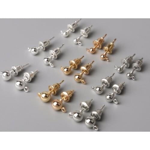 Metal Iron Hanging Stud Earring With Plastic Ear Stopper Block 50 Sets Jewelry Findings DIY Dangle Ears Pendants Accessories