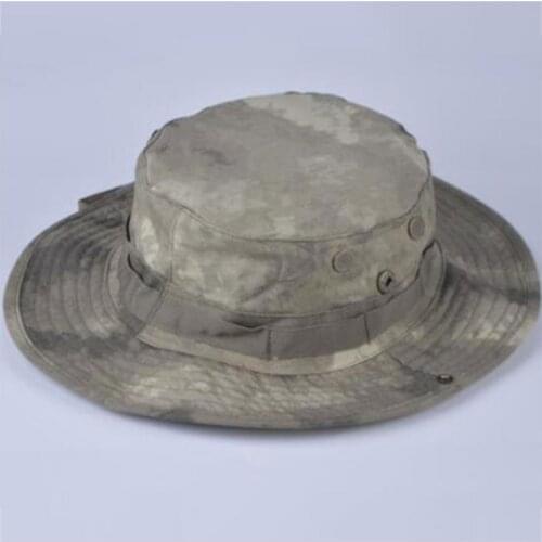 Men Breathable Wide Brim Boonie Bucket Hat Sun Protection Camouflage Fishing Cap