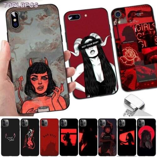 TOPLBPCS Sexy Devil Woman Black TPU Soft Phone Case for iPhone 8 7 6 6S Plus X 5 5S SE 2020 XR 11 pro XS MAX