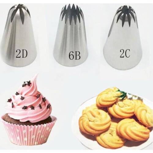 3PCS Petal Flower Biscuit Cake Icing Nozzle Pastry Tips Baking Decorating Tools Kitchen Dessert DIY Cake Mold 2D# 2C# 6B
