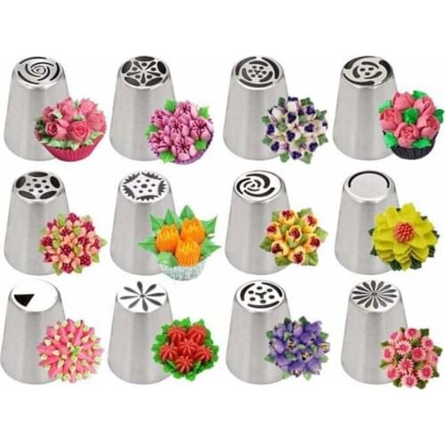 Russian Flower Icing Piping Nozzles Stainless Steel Flower Cream Pastry Tips Nozzles Bag Cupcake Cake Decorating Tools