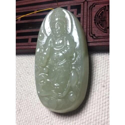 Real hetian jade handcarved guanyin jade pendant necklace unique design jadeite jade necklace women men jewelry