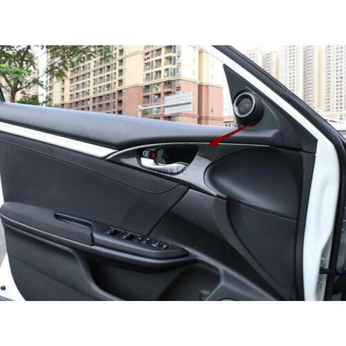 STAINLESS STEEL INTERIOR DOOR HANDLE BOWL TRIM PAD STICKERS FOR HONDA CIVIC 2016 2017 CAR STYLING