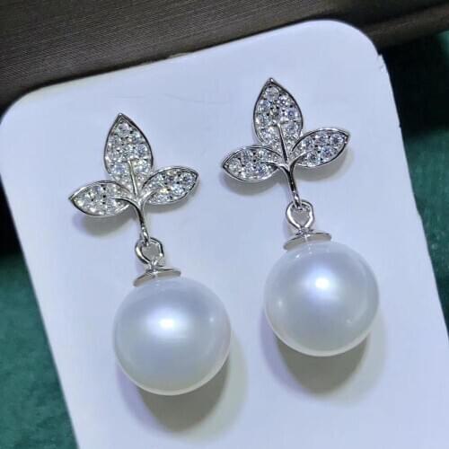 New Design 925 Sterling Silver Earrings Findings Mountings Settings Jewelry Parts Fittings for Pearls Coral Jade Agate Stones