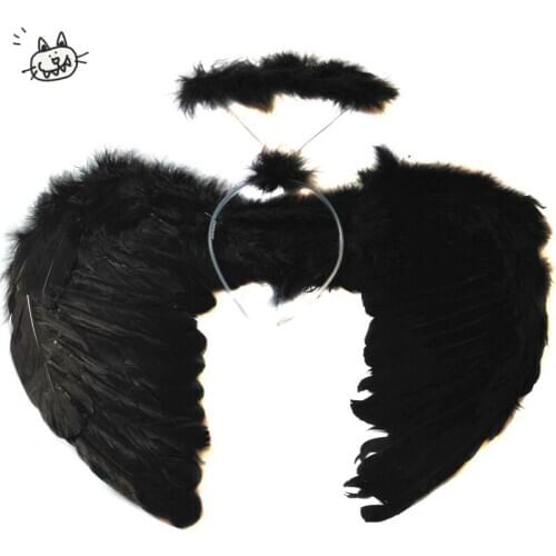 NEW Feather Angel Fairy Wings Wand Halo 3Pcs Set Halloween Party Fancy Dress Costume