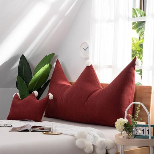 Solid color crown bed headrest removable and washable soft pack bedside long cushion hair ball lattice large back big pillow