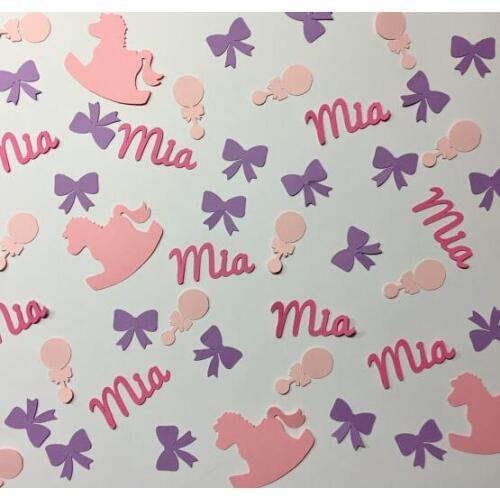 Personalized name Rocking Horses birthday Confettis Gender Reveal baby shower Table decor scrapbook scatters party decoartions
