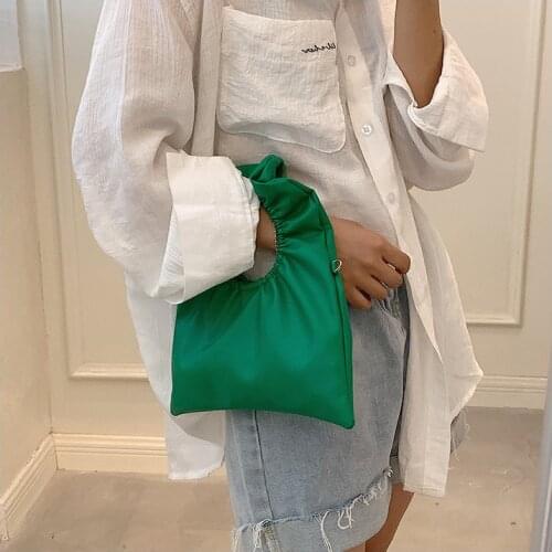 Pleated Mini Shoulder Bag 2021 Summer Soft PU Leather Chain Bucket Crossbody Bags Womens Small Purses and Handbag Green