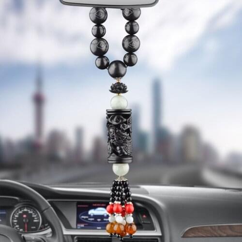Car pendant interior decoration ebony Ebony Black sandalwood dragon pillar high grade rear view mirror decoration mens safety