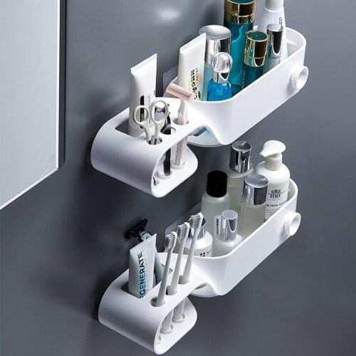 Bathroom Shelf No Drill Organizer Wall Mounted Shampoo Storage Rack Washing Table Supplies Storage Bathroom Accessories