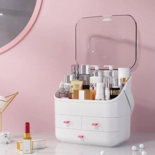 Transparent Flap Cosmetics Storage Box Makeup Jewelry Drawer Organizer Desktop Lipstick Nail Oil Container Beauty Make Up Case